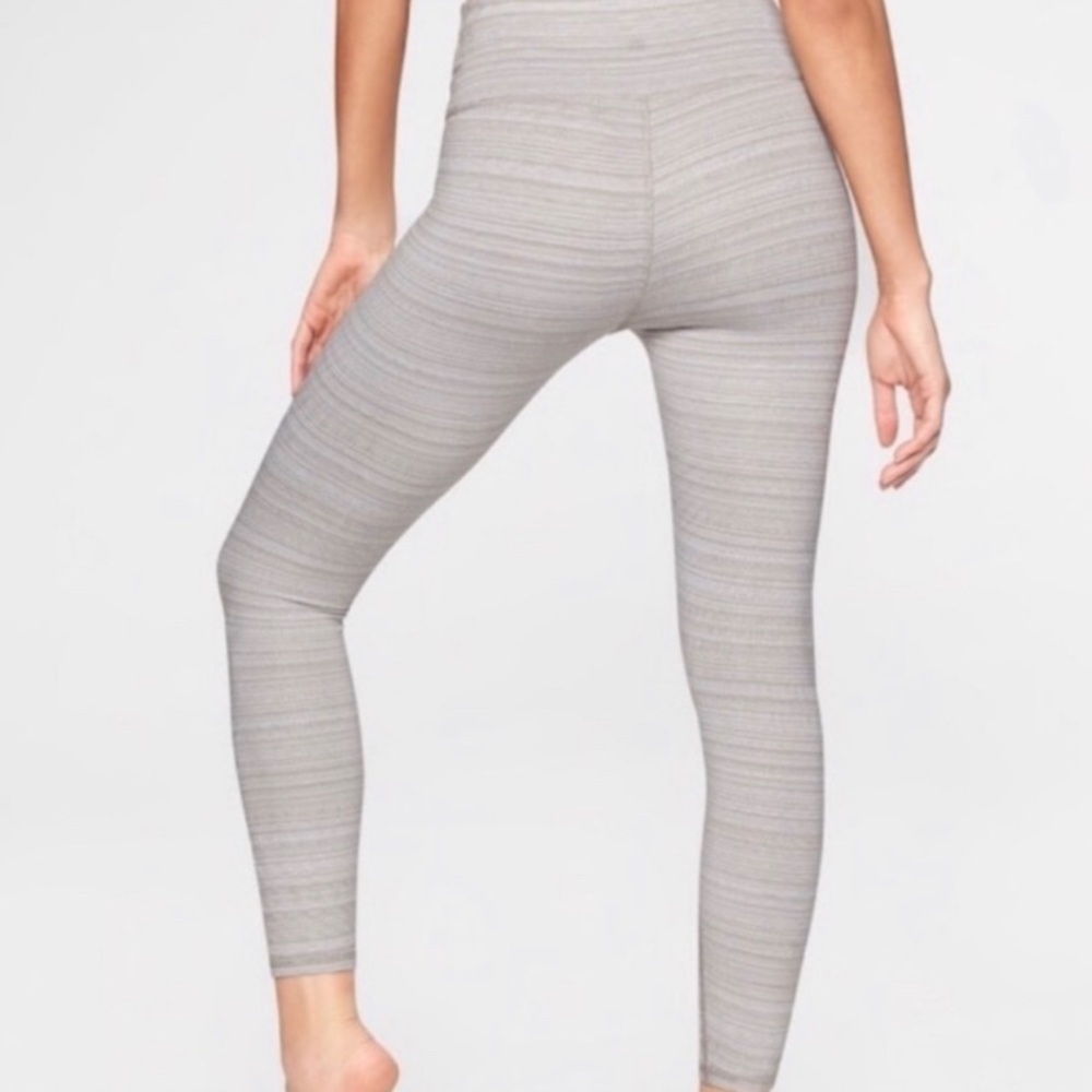 Athleta Gray & White High Rise Chaturanga Leggings